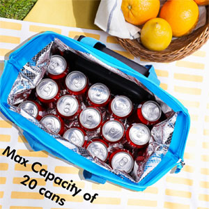 20-Can Capacity for soft-sided Cooler Tote