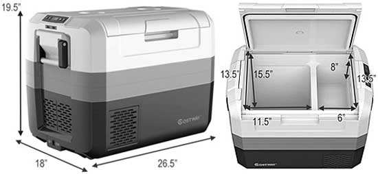 Costway Car Cooler Dimensions