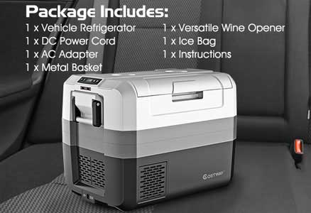 Costway Travel Fridge Package and Accessories: DC & AC Adapters, Food Basket