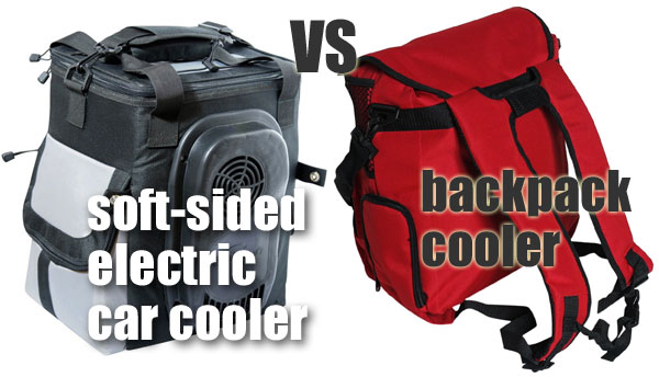 Soft-Sided Electric Car Cooler vs Backpack Cooler with Shoulder Straps