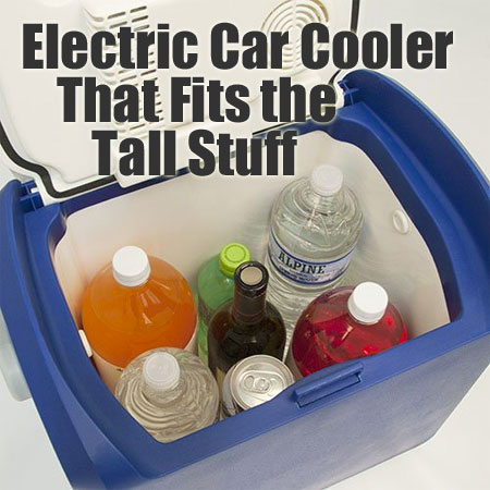 Tall Electric Car Cooler Fits Wine Bottles and 2-Liter Soda Bottles